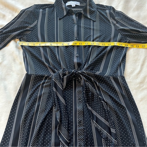 Emma & Michele | Button Down Front Tie Black & White Midi Dress Size L - Picture 10 of 14